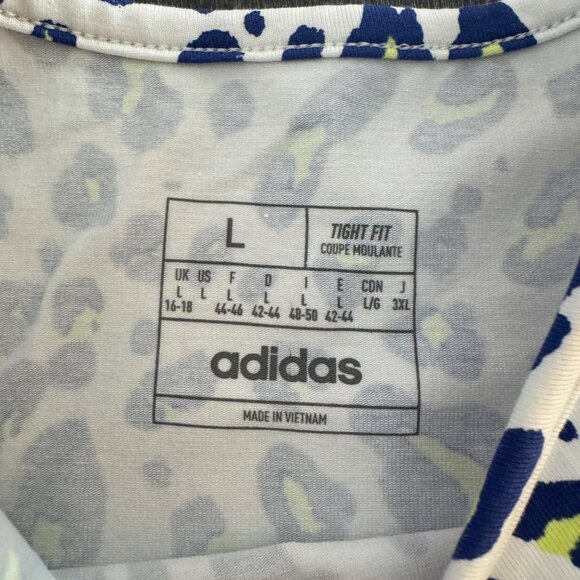Adidas Animal Print Crop Tank Top Tight Fit Sports Women's, Size L NWOT - Picture 3 of 6